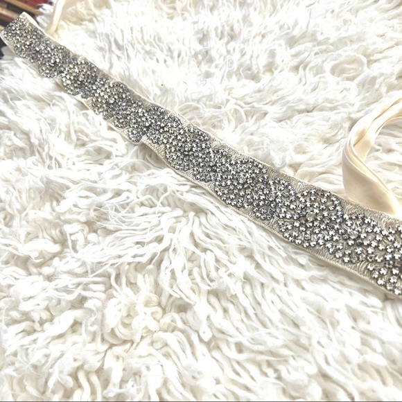 Stunning Handmade Custom Organza Silk Rhinestone Wedding Dress Belt! 😻👀😻 - Picture 2 of 5